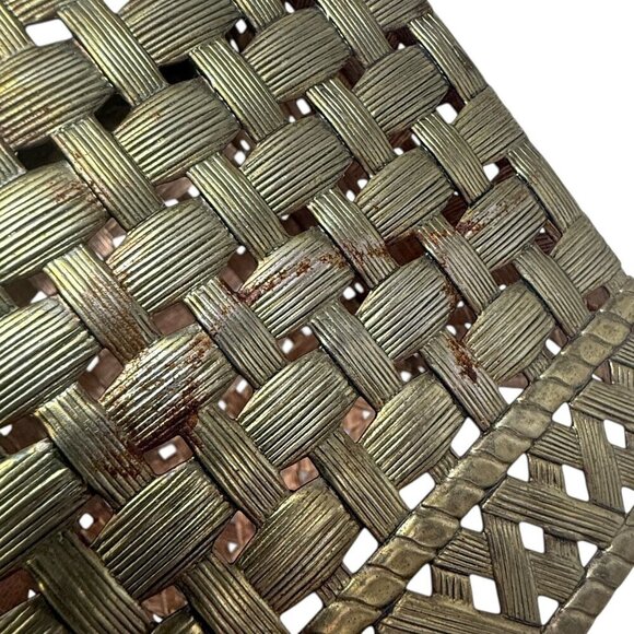 Vintage Tissue Box Holder Stylebuilt Metal Basketweave Goldtone Bath Accessory - Picture 9 of 9